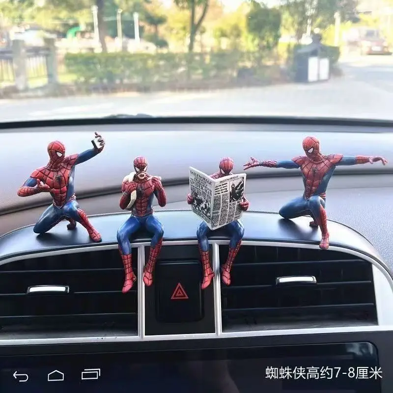 

4 Sets of Avengers Heroes Spider Man Car Diy Ornaments Replica Models Office Figurines Decorations Toys Boys' Gifts In Stock