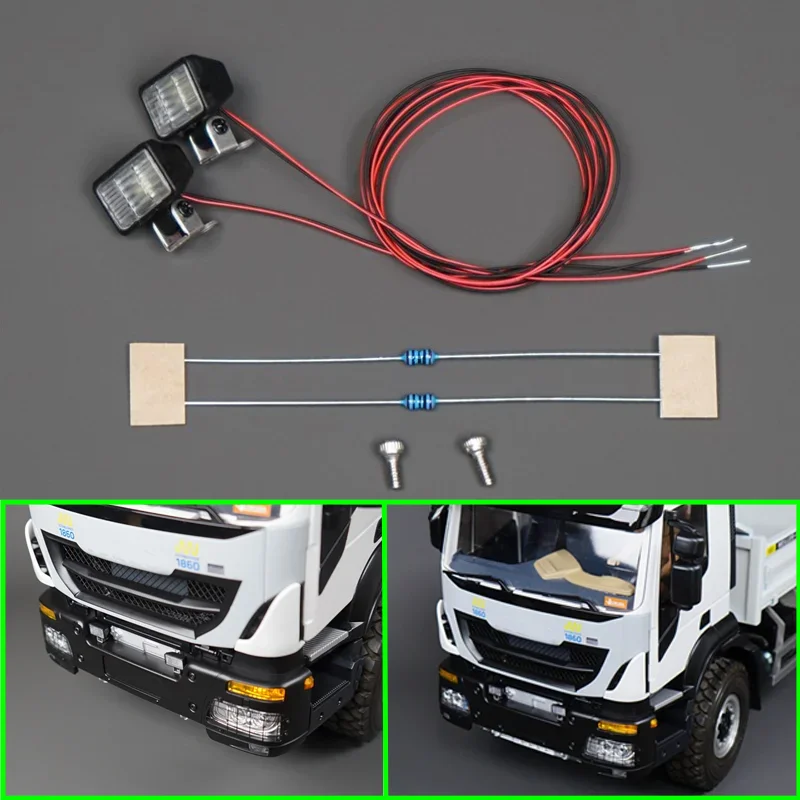 LED 1 Pair Miniature Lights Headlights for 1/14 Tamiya RC Truck Scania MAN Benz Volvo Diy Parts