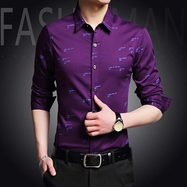 Men\'s Casual and Fashionable Long Sleeved Printed Shirt, Non Ironing and Wrinkle Resistant Business Top