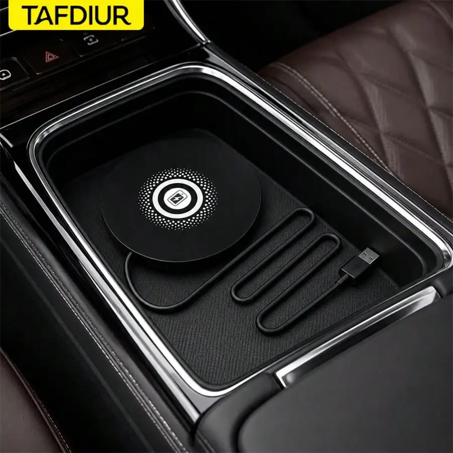 Tafdiur 1-Piece Silicone Round Design USB Interface Car Wireless Charger, 15W Fast Charging Pad, 75cm Cable, Universal Wireless Charging Pad, Suitable for iPhone 16 15 15 Pro Max 14 13 12 X Samsung S24 S23