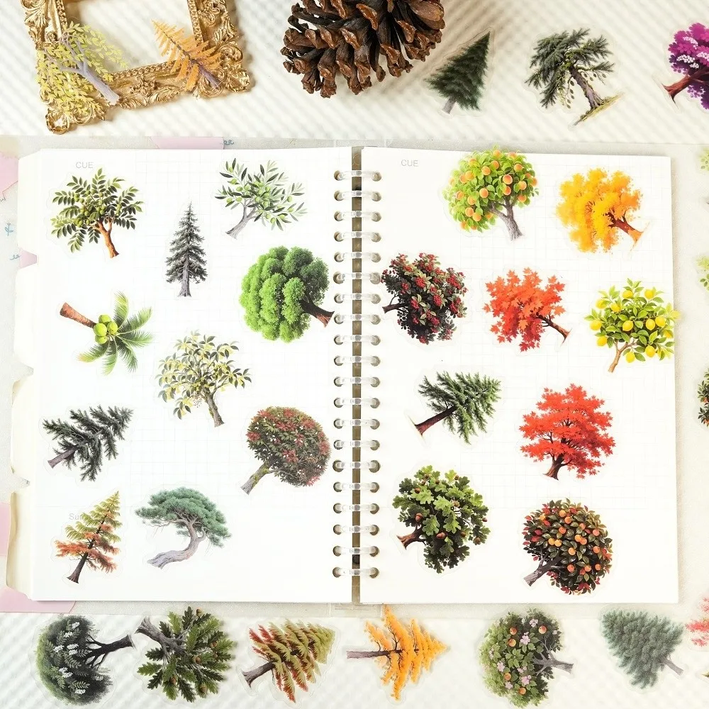 

A Set Forest Theme Clear PET Plant Stickers Nature-Style Removable Graffiti Stickers Decor Decals Helmets Decor