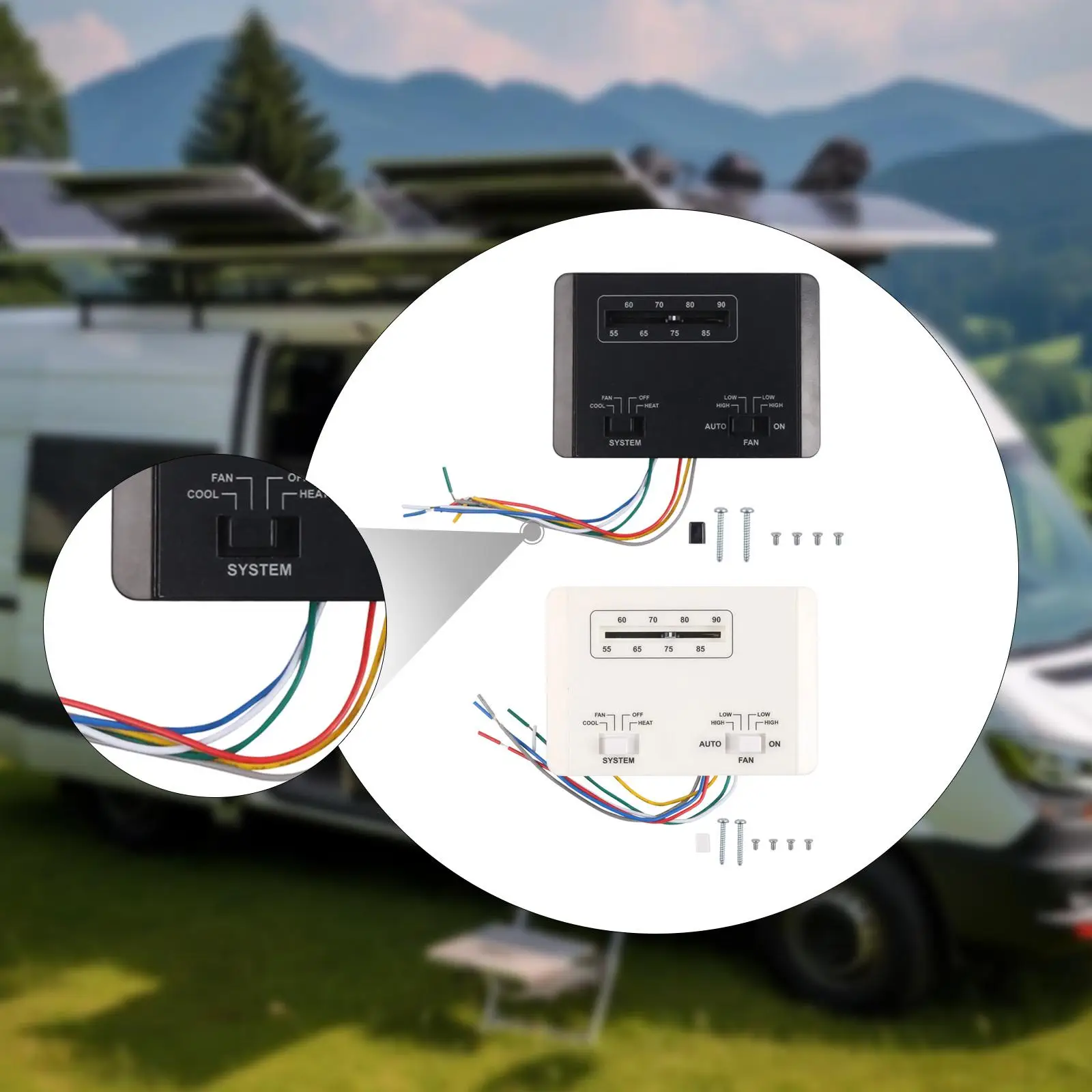

RV Thermostat Heat 6 Wire Temperature Regulation RV Air Conditioner Thermostat Single Stage for 7330F3852