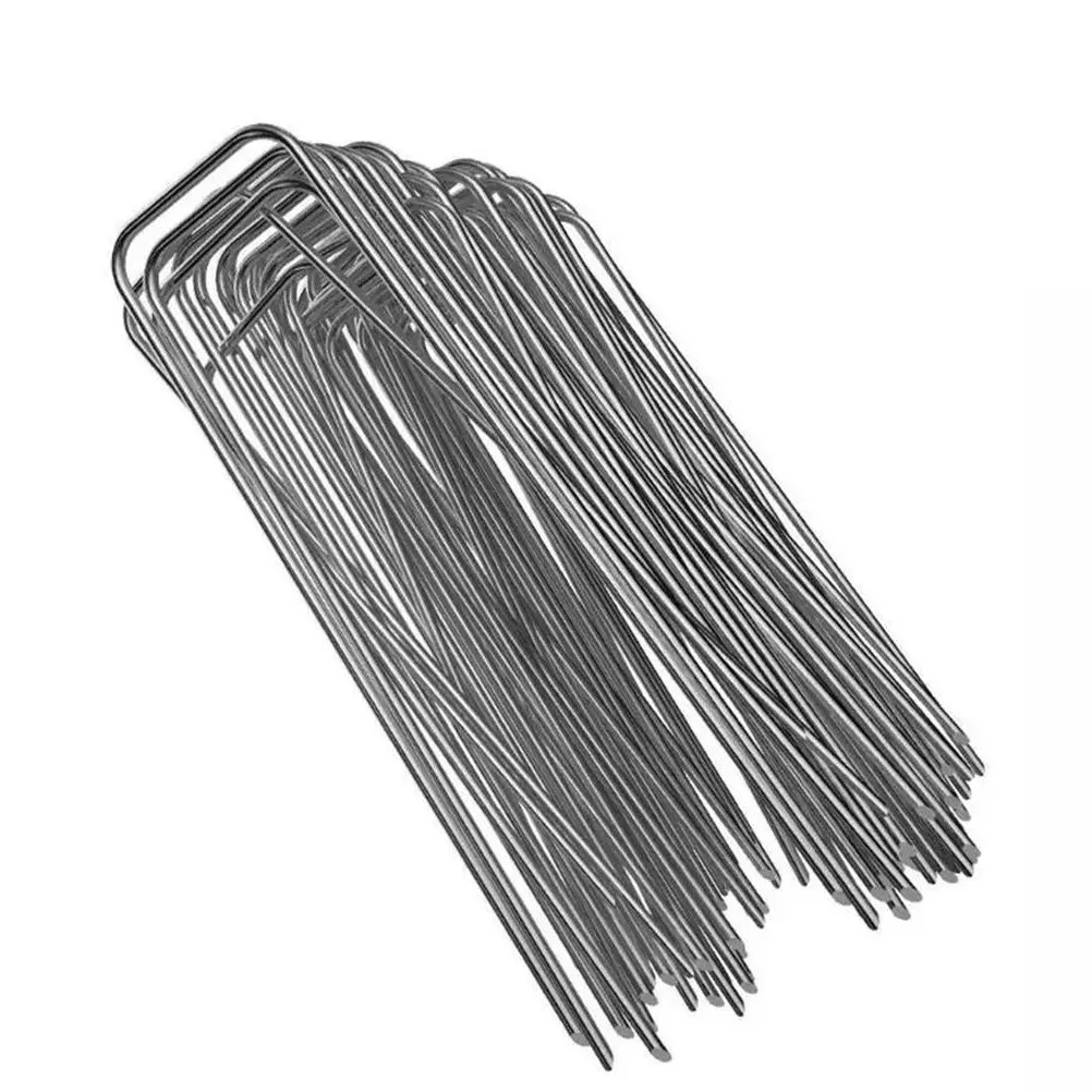 50Pcs U Shape Nail For Garden Landscaping Christmas Decor U-shaped Fixing Nails Steel Pile Heavy Duty Anti-