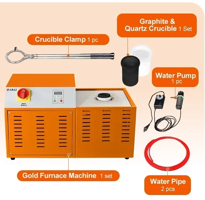 1kg 3kg 5kg small gold melting induction crucible furnace mini Precious metal silver titanium platinum smelting machine