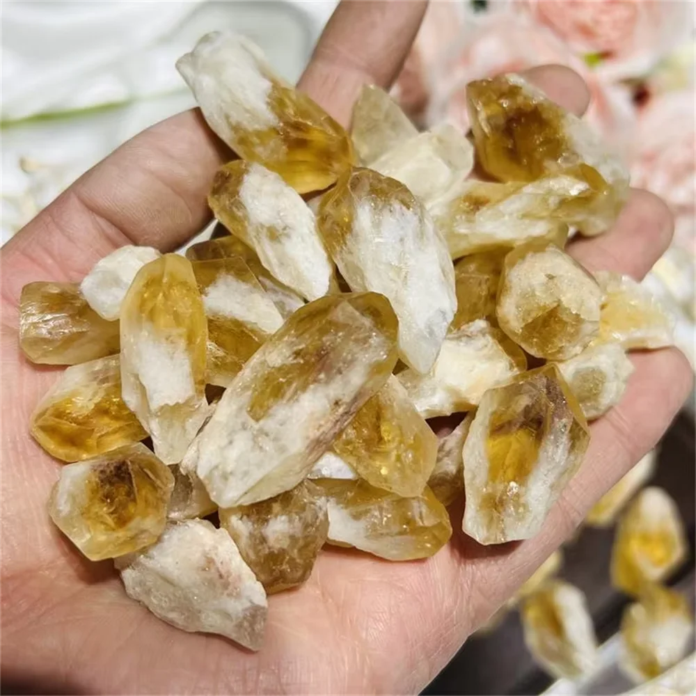 20-100g Natural Brazilian Citrine Backbone Rough Raw Crystal Quartz Stone Mineral Crystal Wand Points for Ornaments Home Decorat