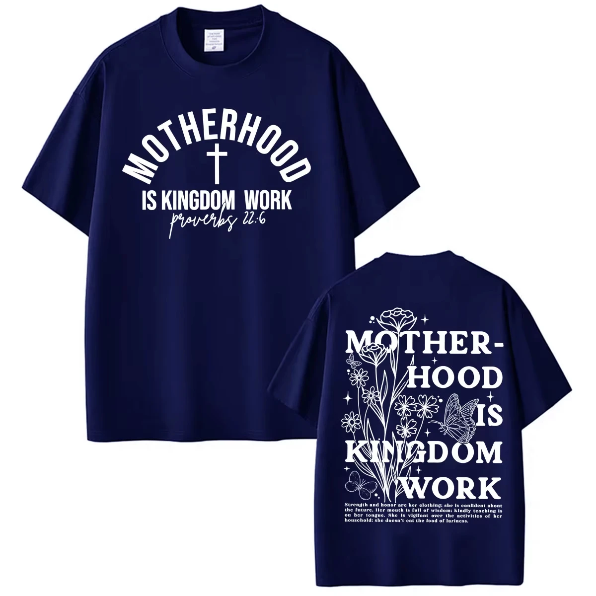 Motherhood Is Kingdom Work Christian Mom Jesus T Shirt Men Women Fashion Trend Aesthetic T-shirts Cotton Loose Oversized T-shirt