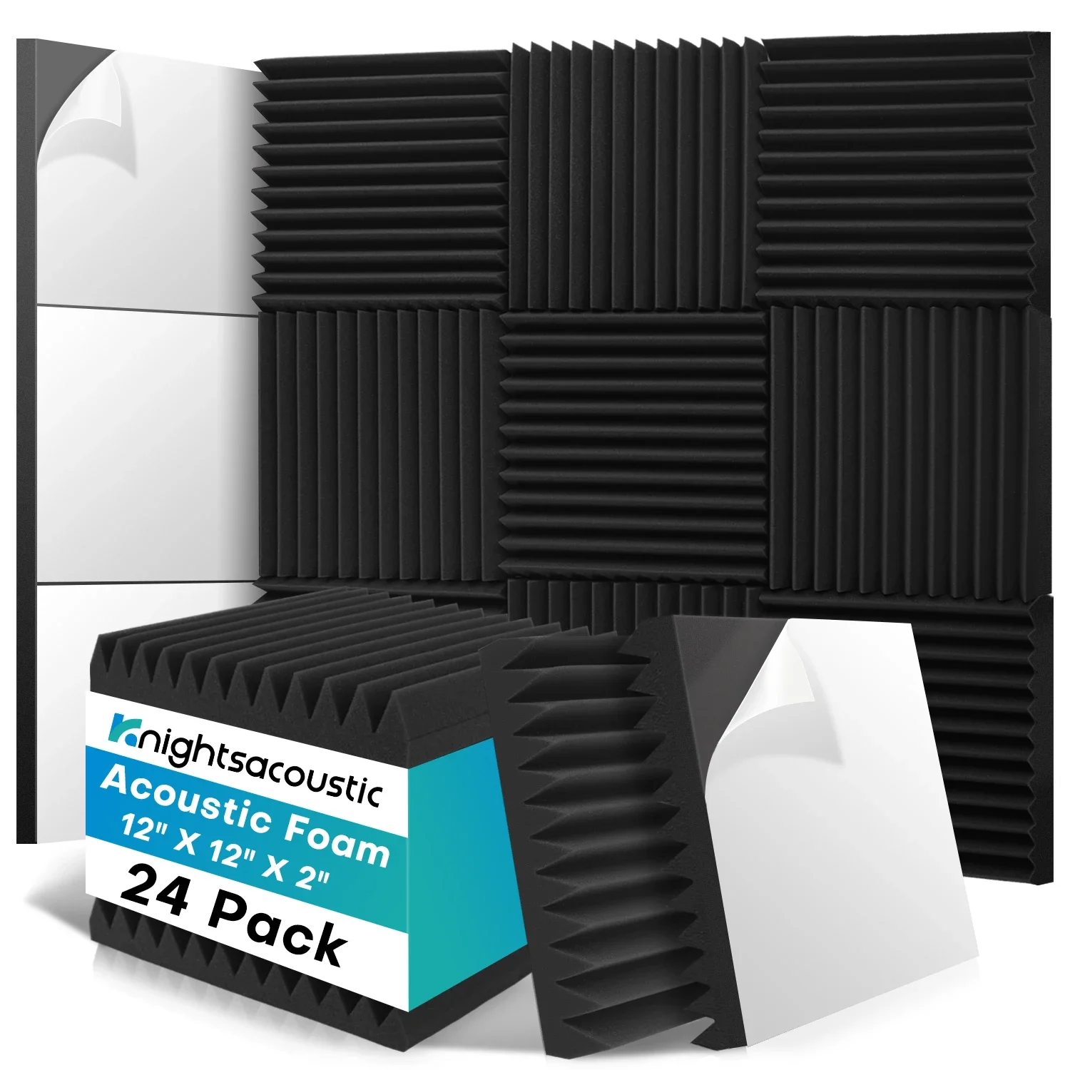 

Acoustic Foam Soundproofing Sponge 24 pcs Acoustic Panels Wall Soundproof Foam Studio Home Sound-absorbing With Adhesive back