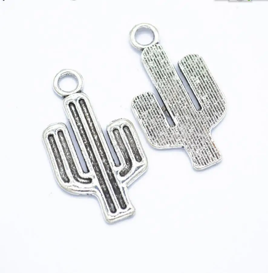 6pcs Charms Desert Cactus Flower 34*19mm Tibetan  Silver Color Pendants Antique Jewelry Making DIY Handmade Craft F0913