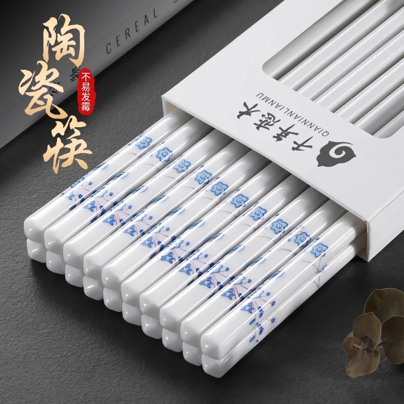 

New Ceramic Chopsticks Set Food Grade Antibacterial Anti-mold Resistant High Temperature Underglaze Tableware Sushi Chopsticks