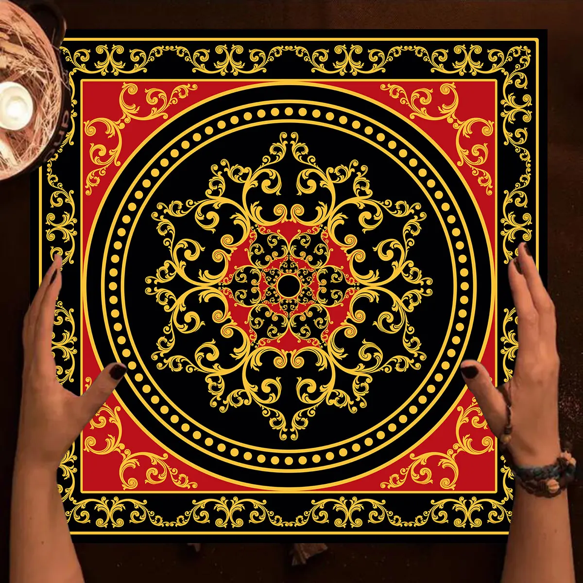 Yin Yang Mandala Tarot Card Table Cloth Wicca Altar Cloths Vibrant Starry Sky Floral Divination Tarot Mat