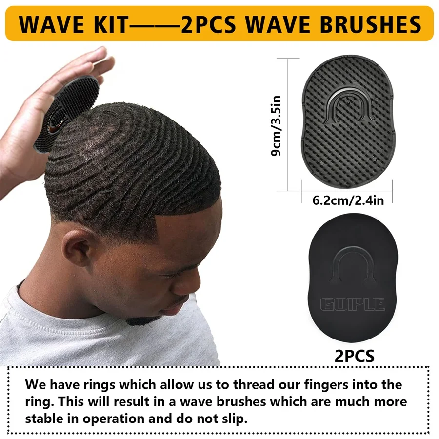 GOIPLE Men Wave Control Hair Pomade Lasting Styling Hair Mud Waves Layered 360 Style Wax Cream Pirate Hat and Plastic Brush 4pcs