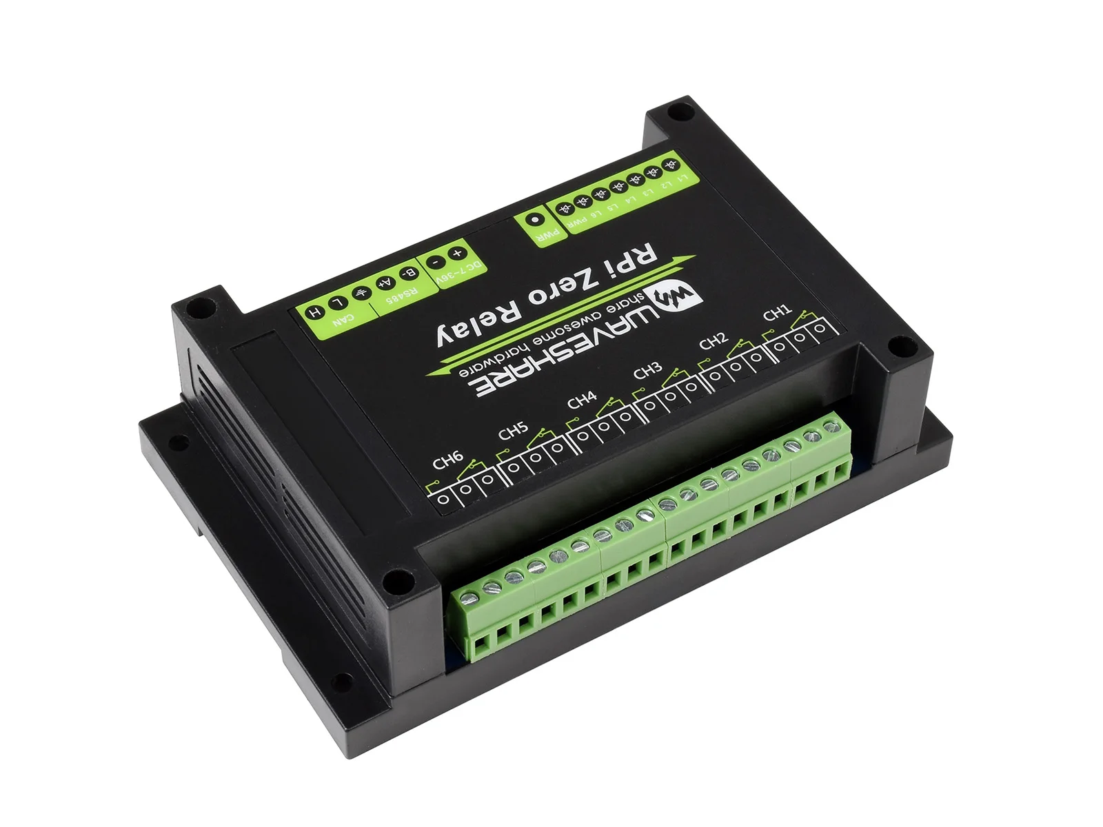 Industrial 6-ch Relay Module for Raspberry Pi Zero, RS485/CAN, Isolated Protections
