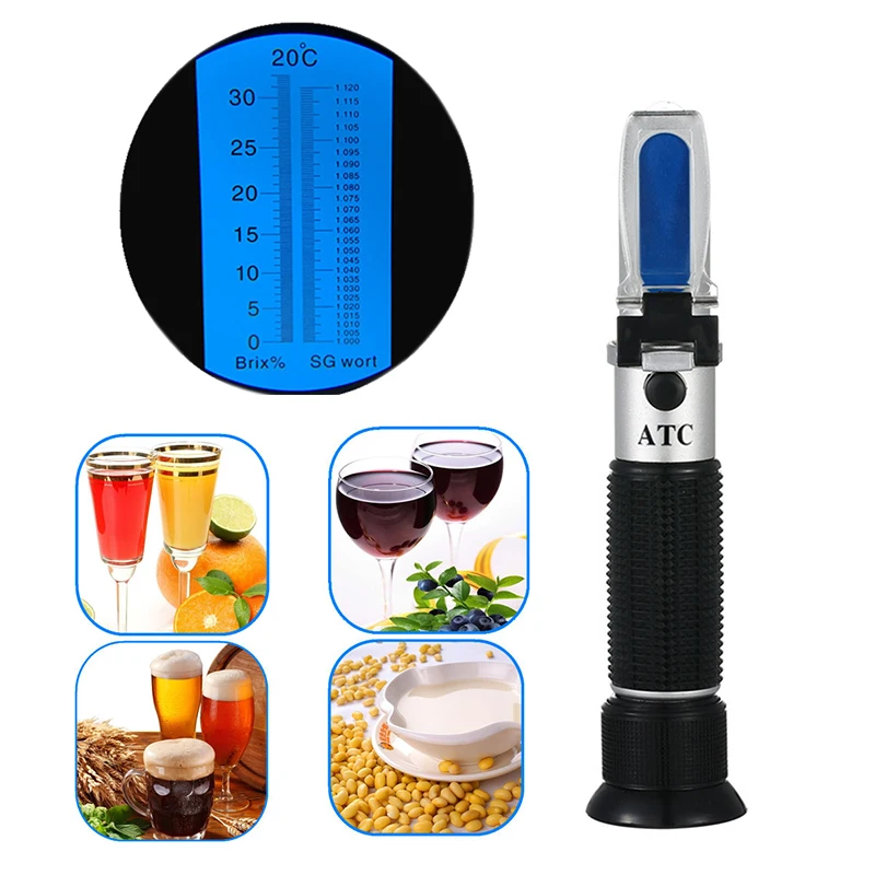 

Refractometer Beer Wort Brewing Liquor Alcohol Concentration Fruit Wine Sugar Dual Scale Specific Gravity 1.000-1.120 And Brix 0