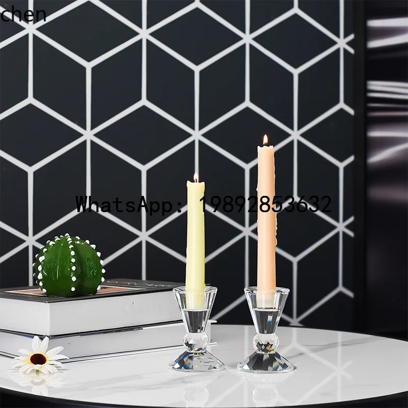 

ZZ Simple Crystal Glass Candle Holder Wedding Romantic Props Table Decoration Exhibition Ornament