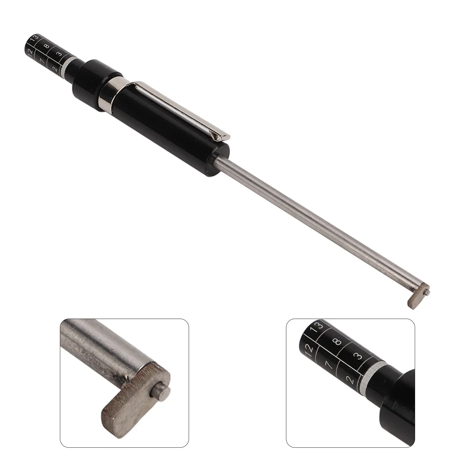 Car Brake Pad Detection Pen Scale Tire Tread Depth Gauge Measuring Tool Black Silver Universal For Internal External