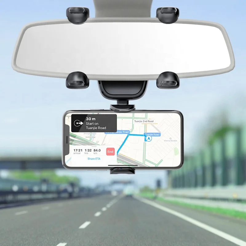 

Автомобильное зеркало заднего вида, держатель для мобильного телефона, вращение на 360 градусов, оптовая продажа с фабрики, регулируемый автомобильный держатель для телефона