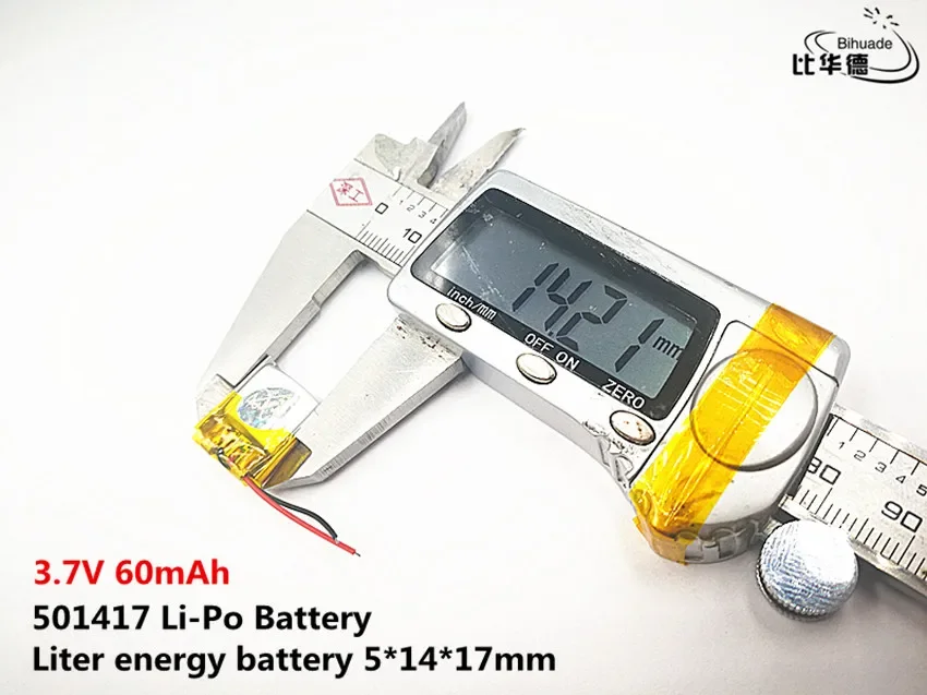 Baterai energi Liter kualitas bagus 3.7V,60mAH,501417 baterai lithium ion / Li-ion polimer untuk mainan, POWER BANK,GPS,mp3,mp4