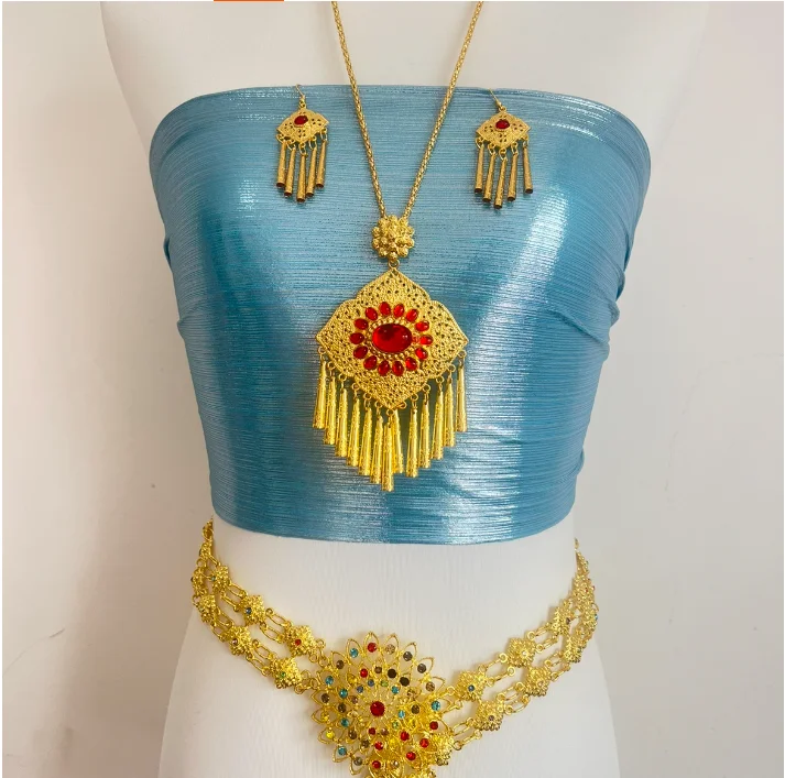 

Тайская мода, модные аксессуары, ожерелье, серьги, набор, брызги воды, фестивальный сценический костюм, соответствующий