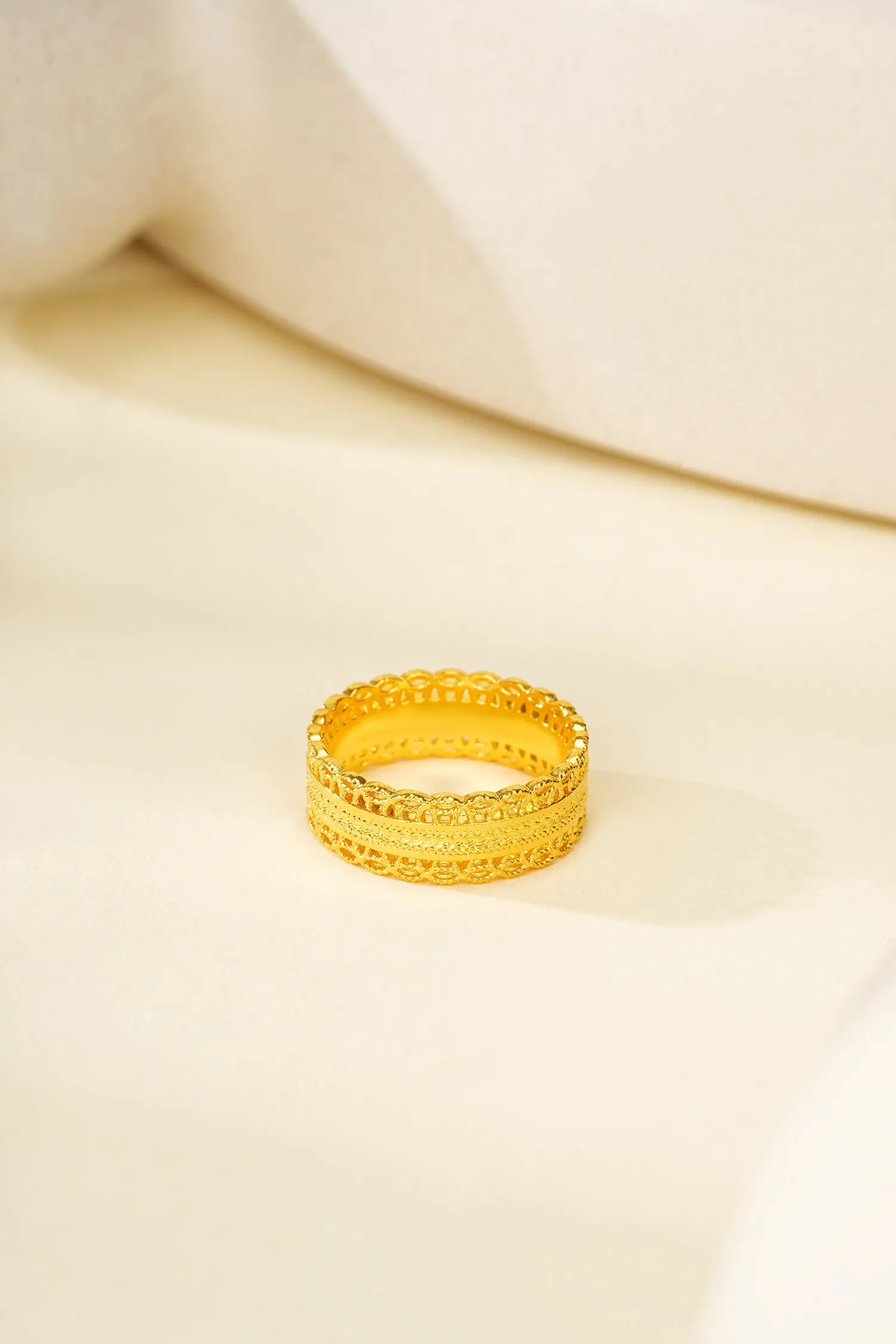 

Lium Gems Women's Wealth Gold Ring 24k Gold Vermeil Hollowed Rings 925 Sterling Silver Money Amulet Good luck Ring Women Jewelry