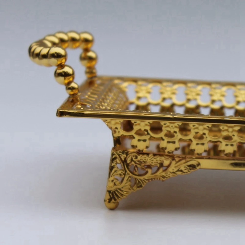 

AT02-1 Pcs Plastic Banana Hanger Floor Type Fruit Holder Rack & 1 Pcs European Delicate Fruit Plate, Luxury Gold Tray