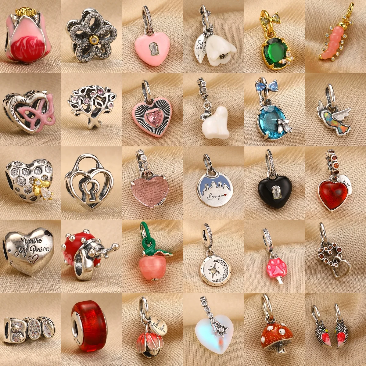 New Charm 925 Silver Snail, Apple, Caterpillar, Hollow Family Tree Pendant, Original Bracelet DIY High end Jewelry Accessories