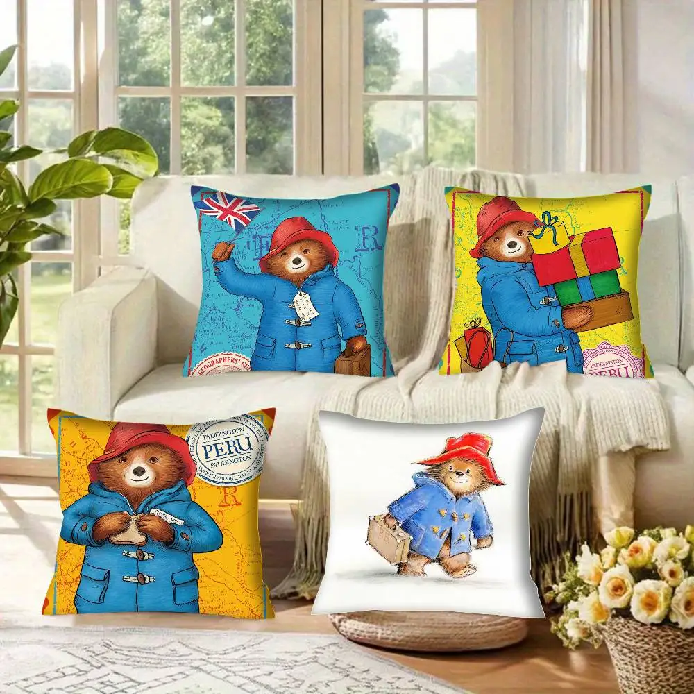 

Cute P-Paddington Bear Anime Pillowcases cushion covers living room sofas home decor gifts
