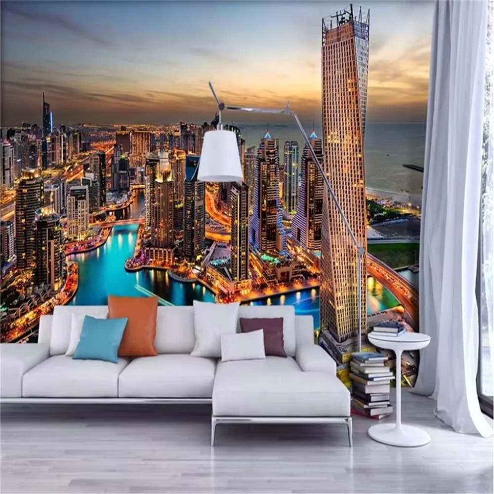 custom wallpaper for living room Dubai night bright lights Restaurant wall covering wall paper home decor mural atr wallpaper-3d