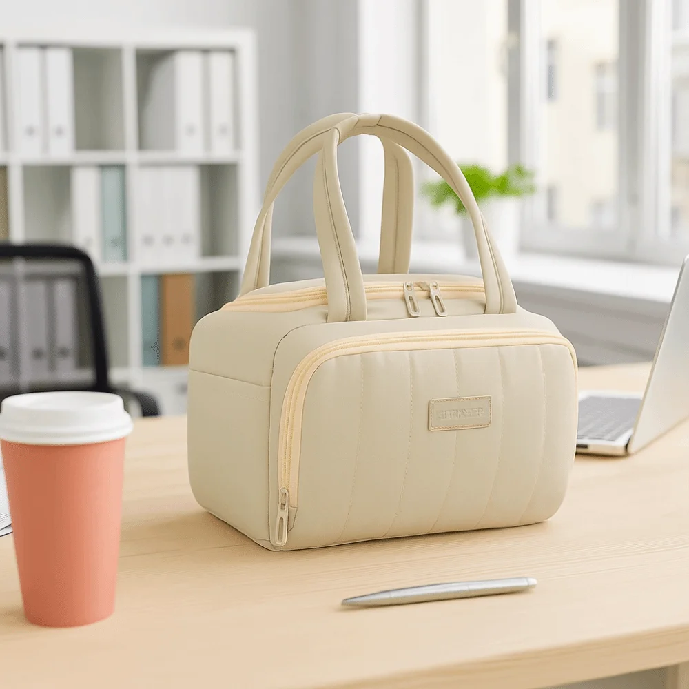 Large Capacity Insulated Lunch Bag Multip-Pocket Insulated Design Cooler Lunch Box Thicken Cooler Function Food Storage Handbag