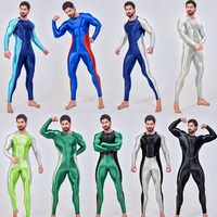 AMORESY Men's Smooth Full-Length Tracksuits One Piece Tights Jumpsuits Spandex Running Rompers Fitness Zentai Bodysuits Catsuits