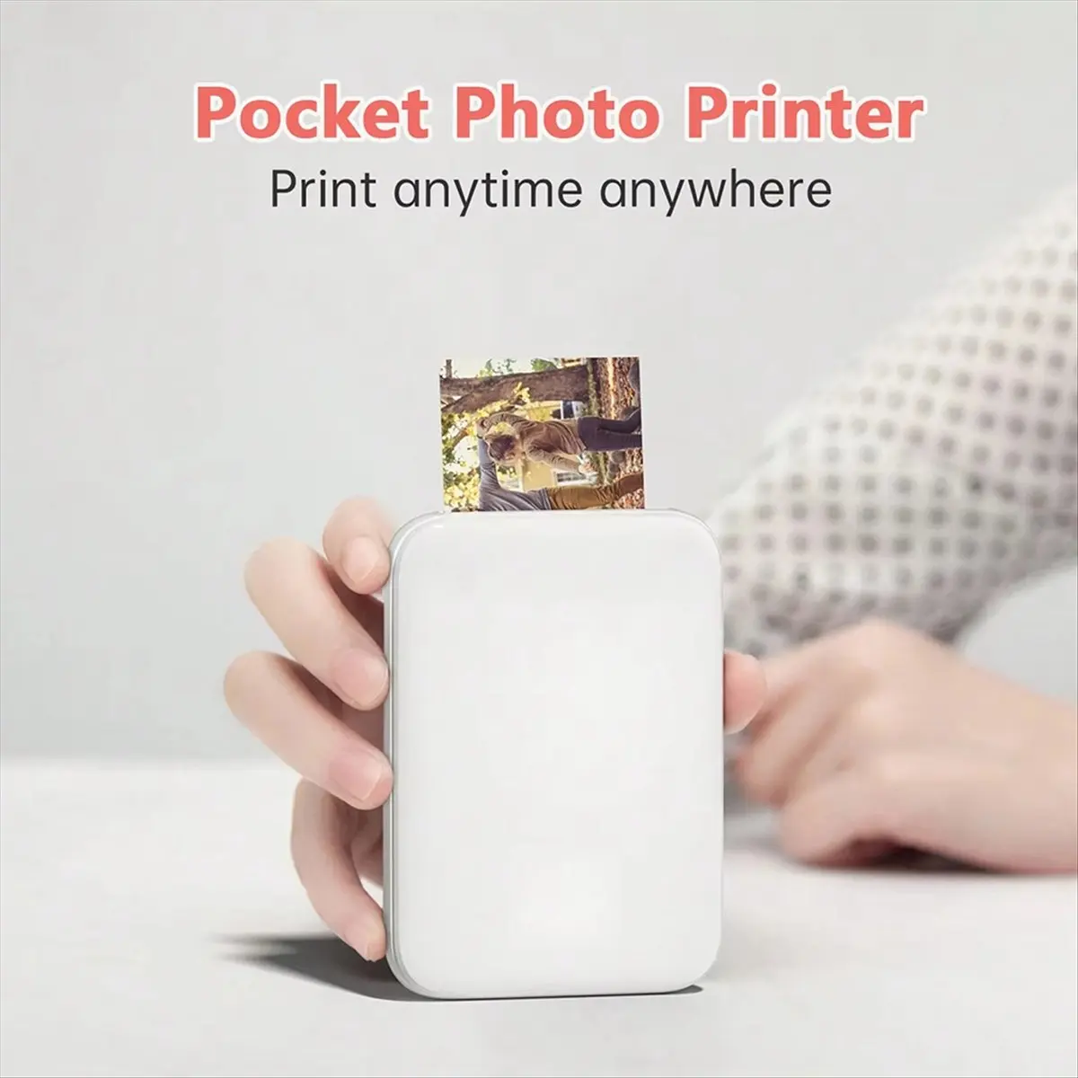 طابعة صور ملونة صغيرة محمولة تعمل بالبلوتوث صانع طباعة الجيب عالي الدقة مع 50 ورقة من ورق الطباعة للهدايا