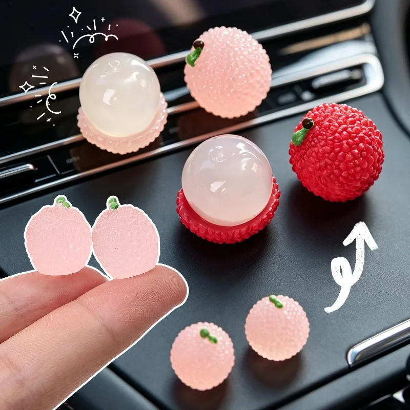 Car Personalized and Creative Cartoon Decorations on The Center Console Simulating Lychee Auto Interior Decorations