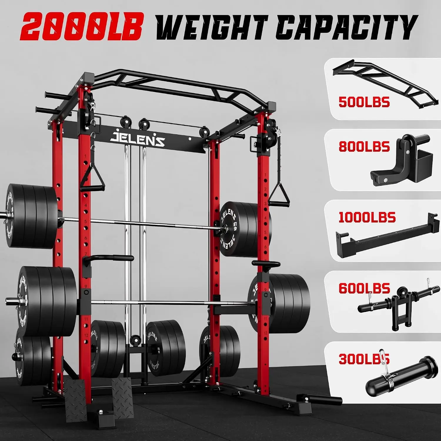 Home Gym Power Cage Cable Crossover System Squat Rack Attachments 2000 Pound Capacity - view 4