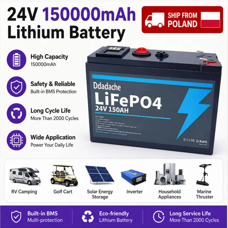 Image of 24V 150Ah Lithium-Solarbatterie mit integriertem BMS, Deep-Cycle-Funktion für Wohnmobile, Boote, Kabinen und Solaranlagen