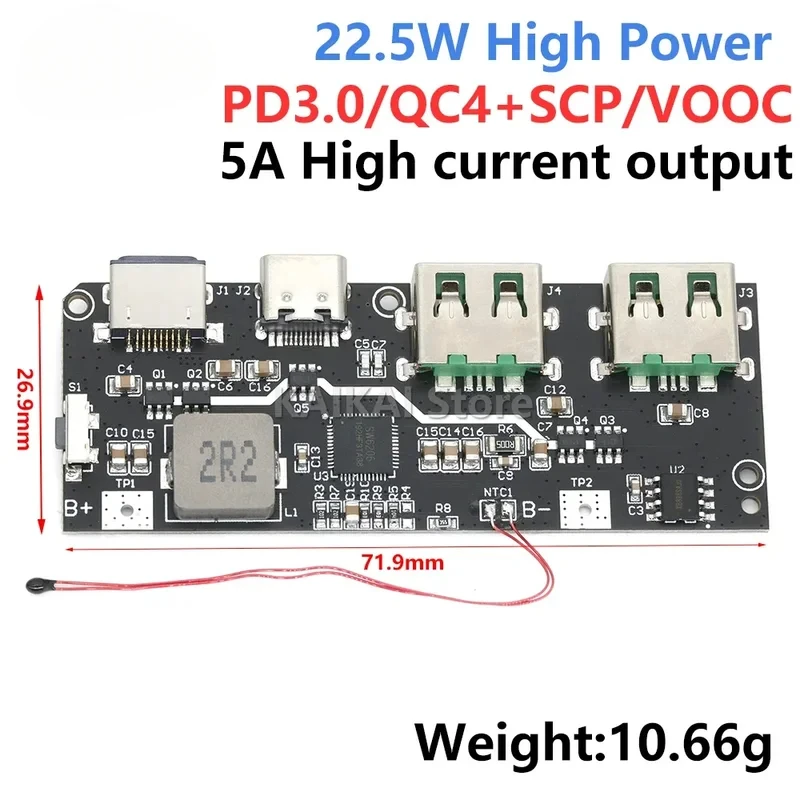

QC4.0 QC3.0 LED Dual USB 5V 4.5A 22.5W Micro/Type-C USB Mobile Power Bank 18650 Charging Module Temperature / Circuit Protection