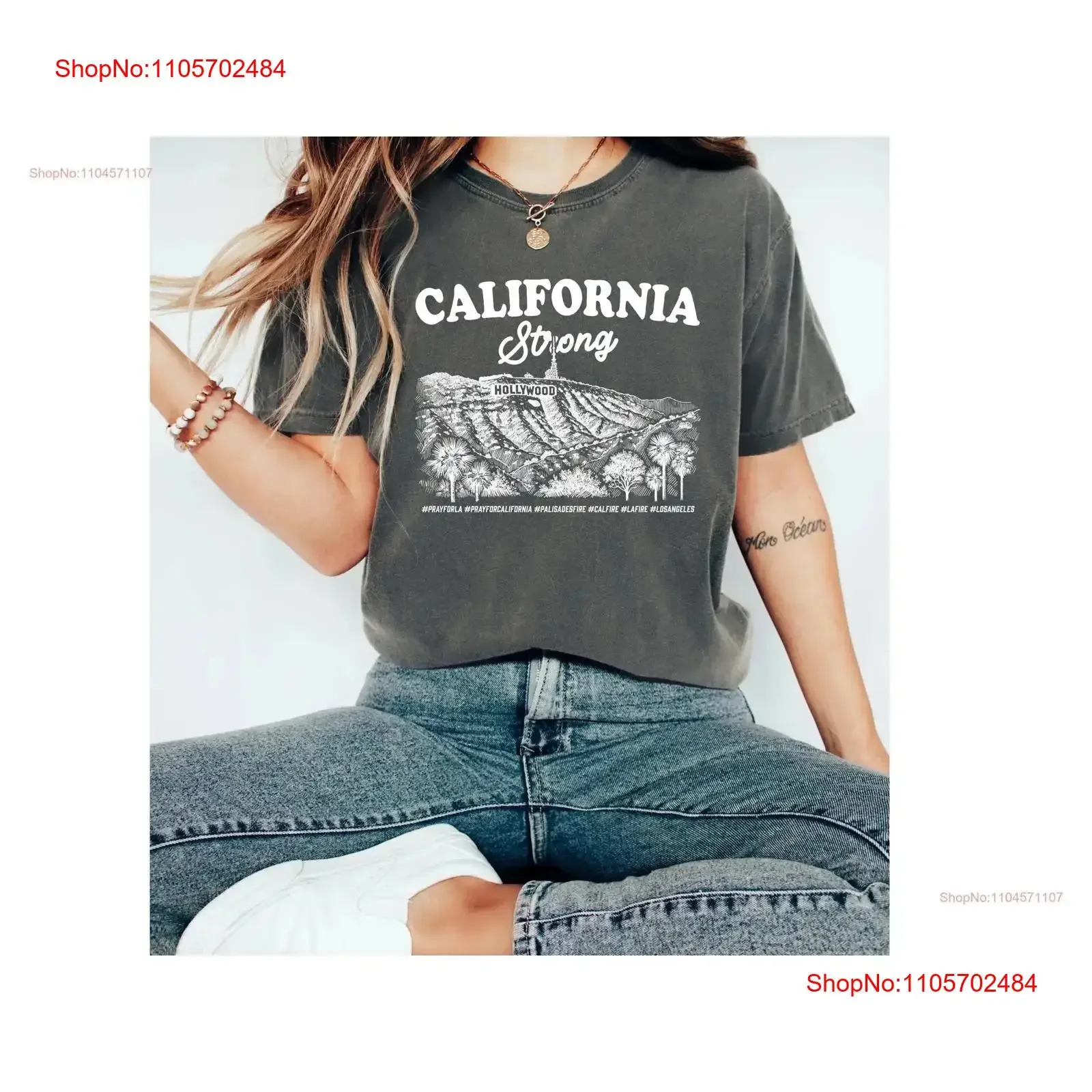 Camiseta California Strong, Los Ángeles, Resiliencia, Apoyo a los Bomberos, California, Estilo Vintage, Lavada, Ropa de Diseñador, Casual, Elegante
