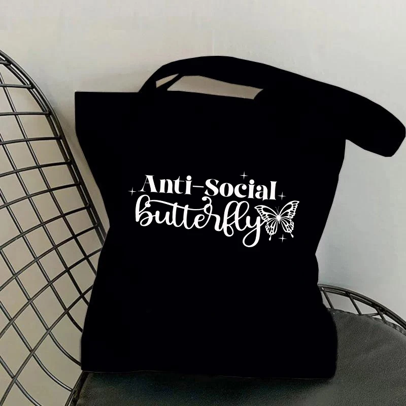 Hot Anti Social Butterfly Printing Shoulder Bags Messenger Large Capacity Tote Bag Student Bag Shopping Bags For Women Daily bag