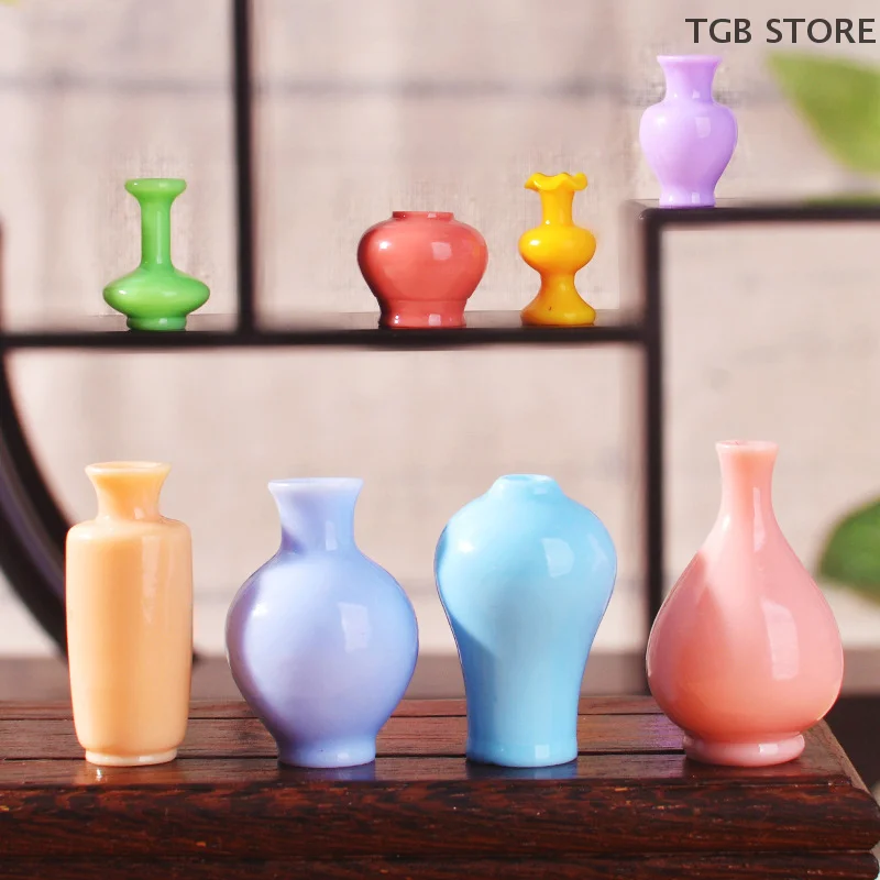 8 Stücke Mini Bunte Vase Flaschen/Töpfe Handgemachte Puppenhaus Miniaturen Vase Puppenhaus Decora Küche Ornament DIY Zubehör