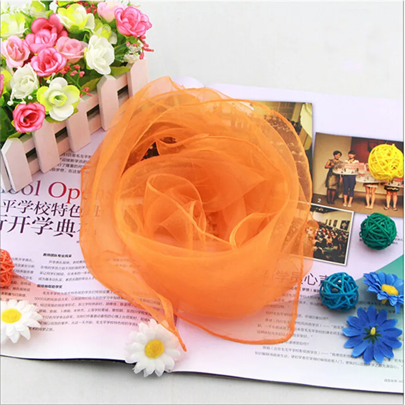 Kindergarten Performance Dance show silk scarf Candy-colored solid scarf Women Summer Spring Transparent Square Chiffon Scarves