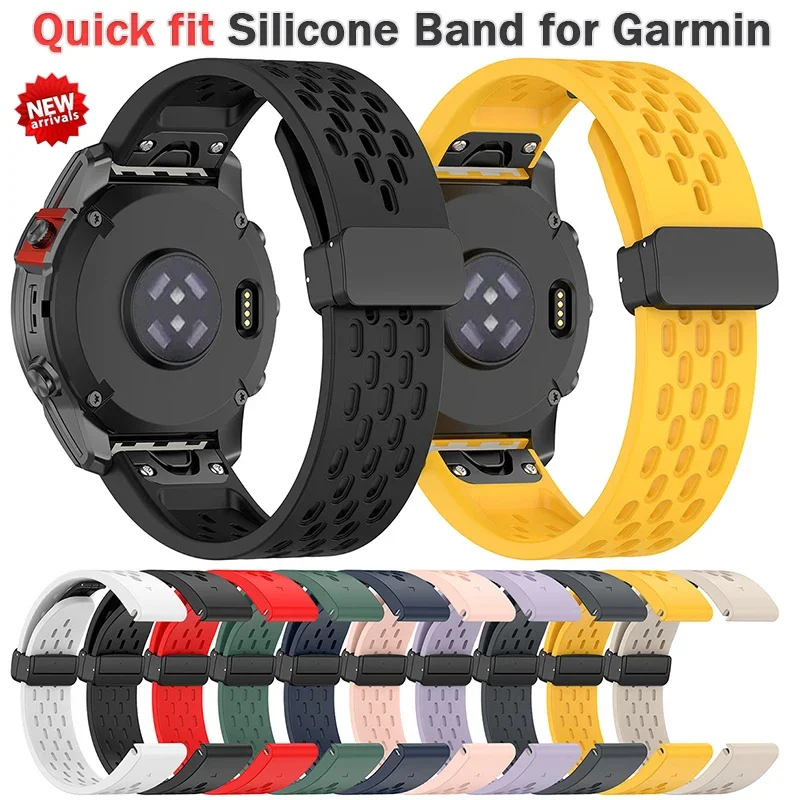

Поп 22 мм 26 мм для ремешка для часов Garmin Fenix 6/6X/6XPro/7/7X/5//5s/5X/5XPlus/3 быстросъемный силиконовый магнитный ремешок для Forerunner 945