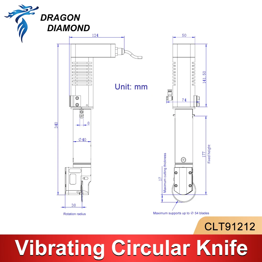 Coltello vibrante circolare CNC con Base e Driver per il taglio di coltelli vibranti flessibili in tessuto di vetro morbido CLT91212