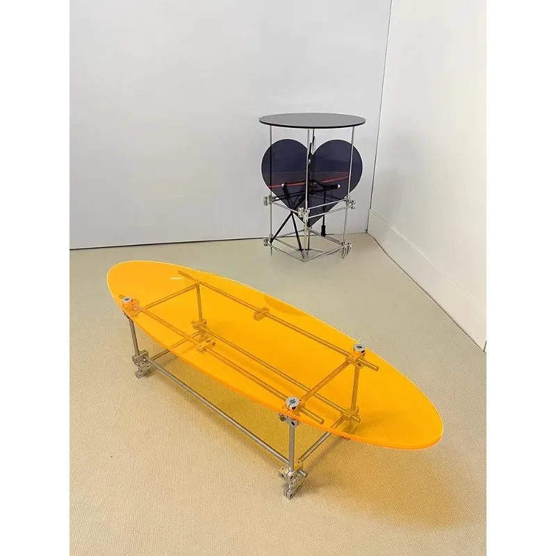 

table modern simple aluminum alloy coffee table acrylic color sofa side