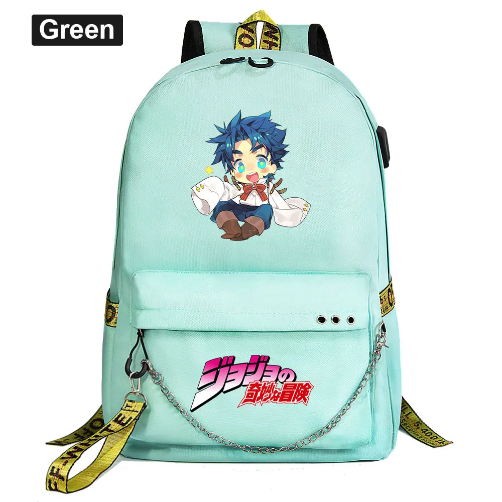 

New JoJo Bizarre Adventure Boys Girls Kids School Book bags Women USB Chain Backpack Canvas Men Bagpack Packsack Bookbag