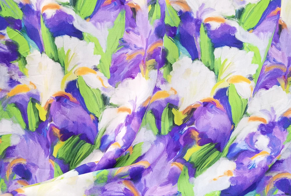 1 Meter X 1,4 Meter Lila Bedruckter Rayon-Stoff Weiches Sommerkleid Hemd Robe Abaya Material Viskose – Detail 5