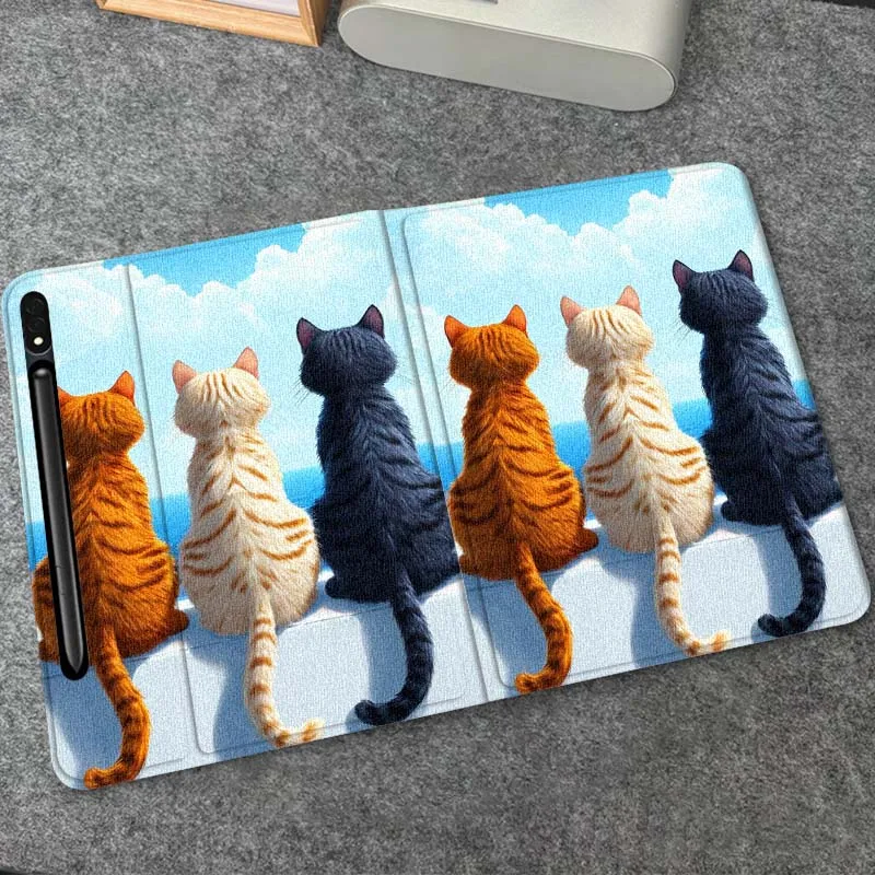

Popular Cat Cartoon Art Gift For Samsung Galaxy Tab S10 S9 S8 S7 FE Lite Soft Flexible Support Tablet Case