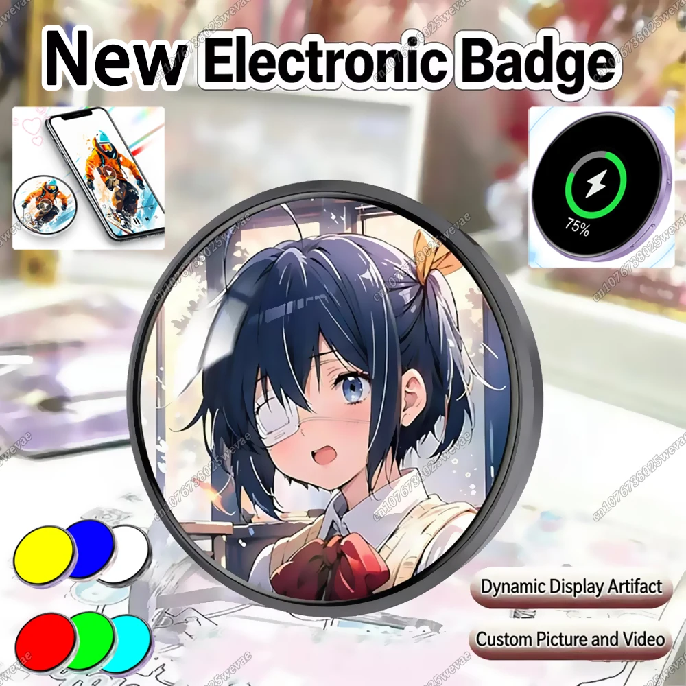 New Fashion Electronic Badge Pendant Image Video Ultra-Long Battery Life Bluetooth Transmission Anime Badge Bluetooth Connection
