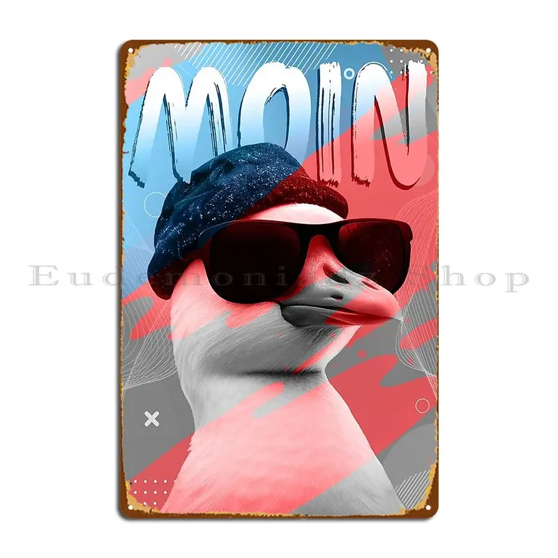 In Hamburg They Say Moin Seagull With Sunglasses Metal Sign Cinema Pub Create Wall Plaque Party Tin Sign Poster