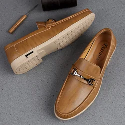 Men Shoes Casual Light Breathable Genuine Leather Shoes Men Flat Men Loafers Slip-on Soft Moccasins Driving Shoes Summer