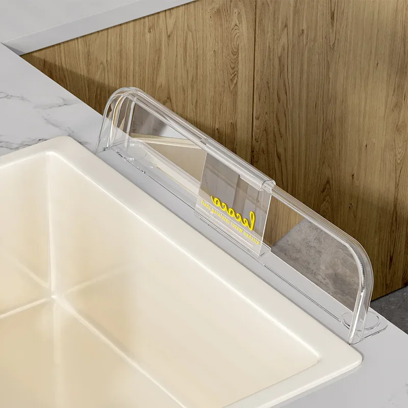 Stretchable Sink Water Splash Guard Oil-Proof Heighten Kitchen Waterproof Screen Self-adhesive Bottom Reusable Anti-water Board