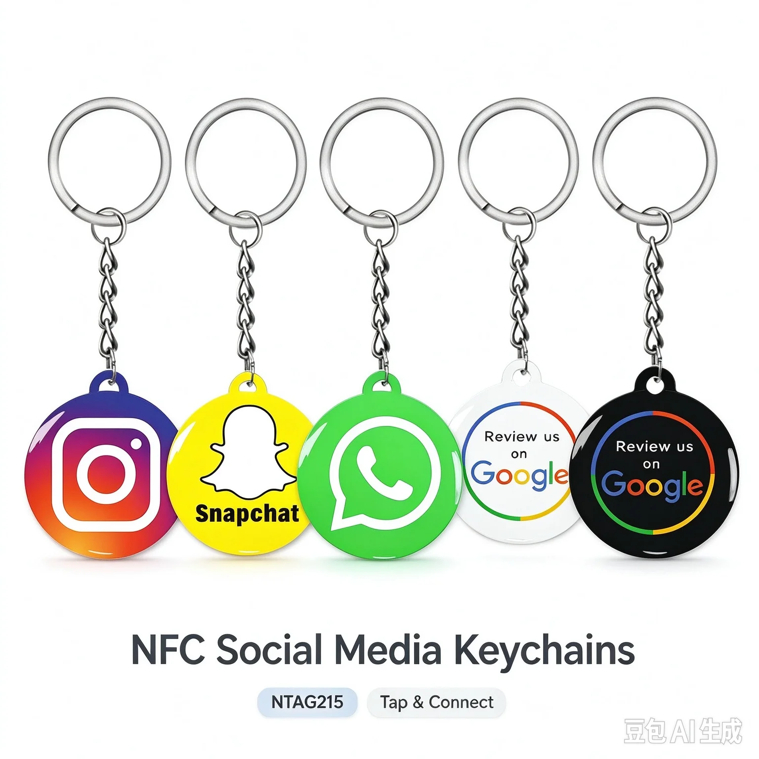 Whatsapp NFC Epoxy Google Review Keychain Instagam for iPhone/Android Tap URL Writing Social Business Review Cards
