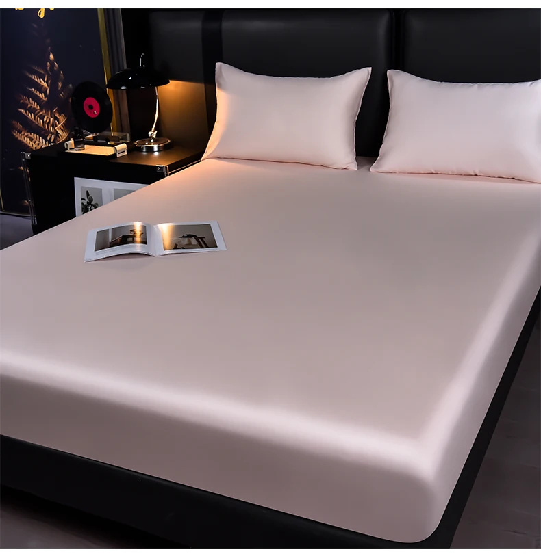 

New Light Pink Fitted Sheet Summer Cooling Smooth Lyocell Mattress Cover For Hot Sleeper Home Linens Drop Shipping 180*200*1pc